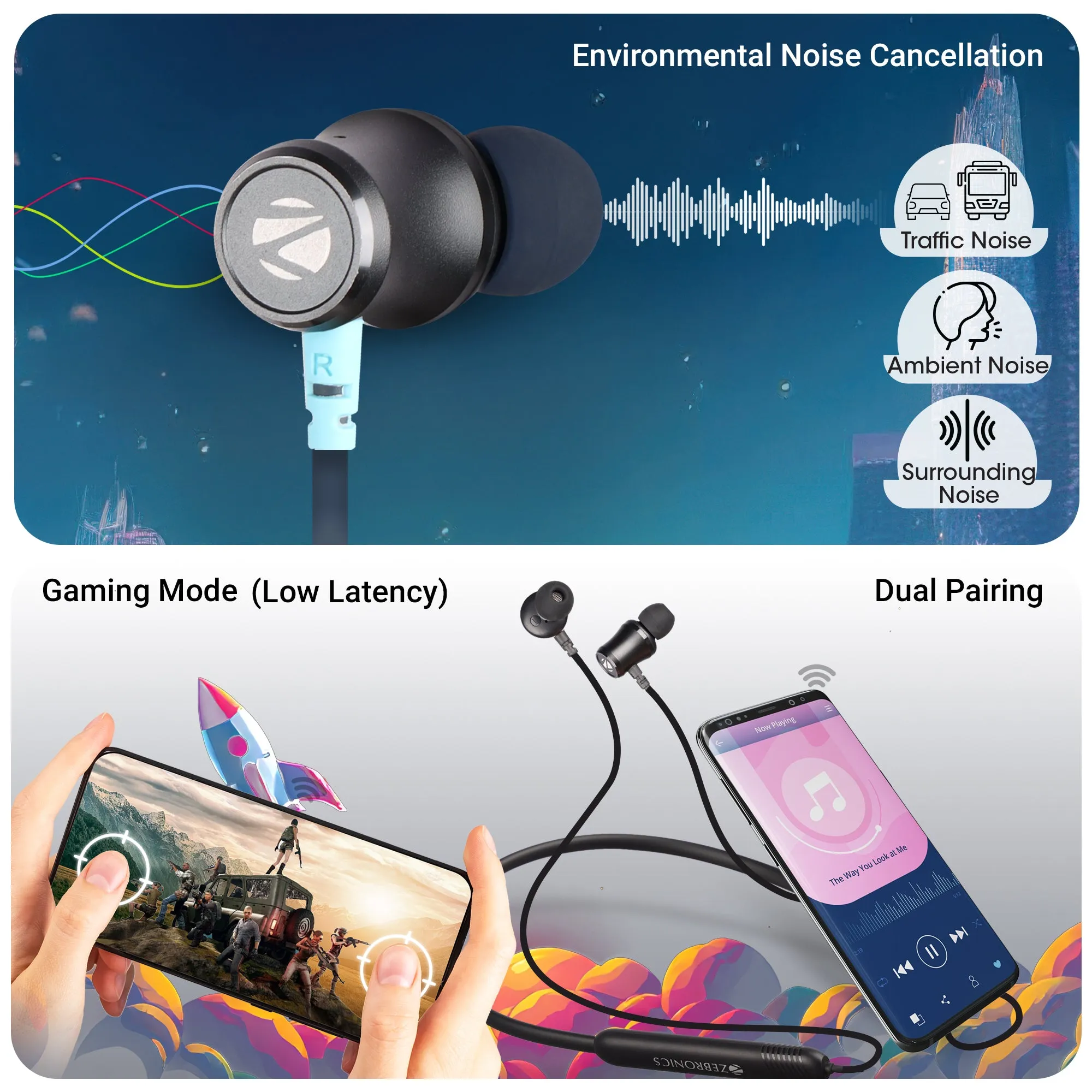 Zebronics Bluetooth Neckband Earphone Yoga 111 Grey (ZEB-NBI 7) view 2